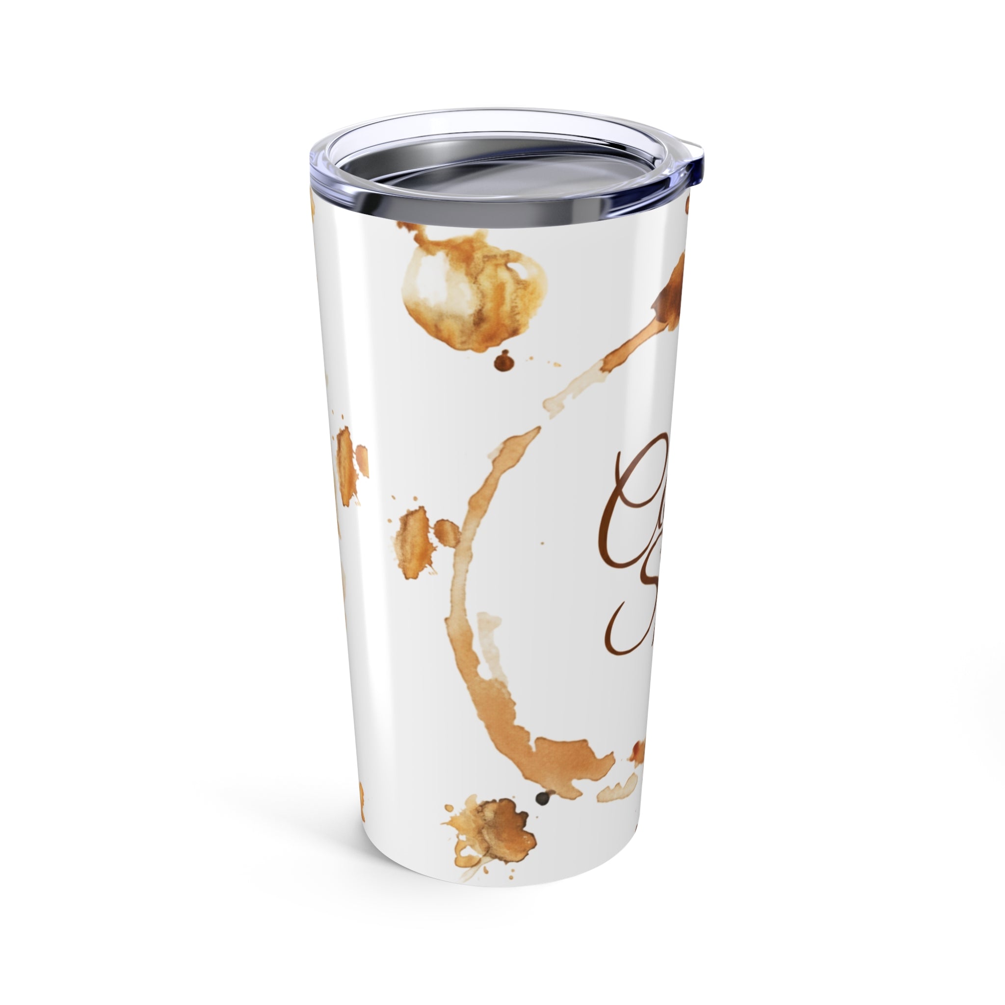 20oz Coffee Split Tumbler — Insulated Travel Cup with Coffee Stain Design
