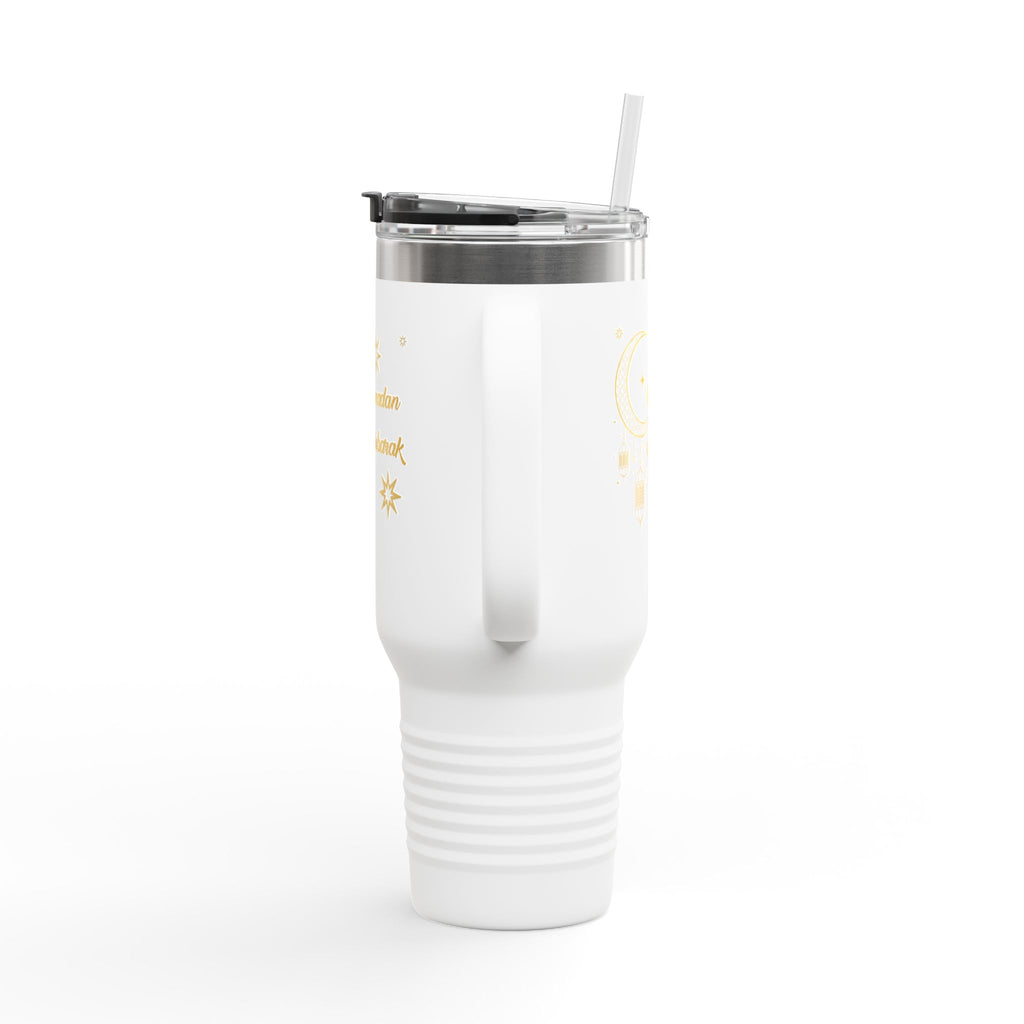 40oz Insulated Travel Mug — Ramadan Mubarak Crescent & Lantern Design