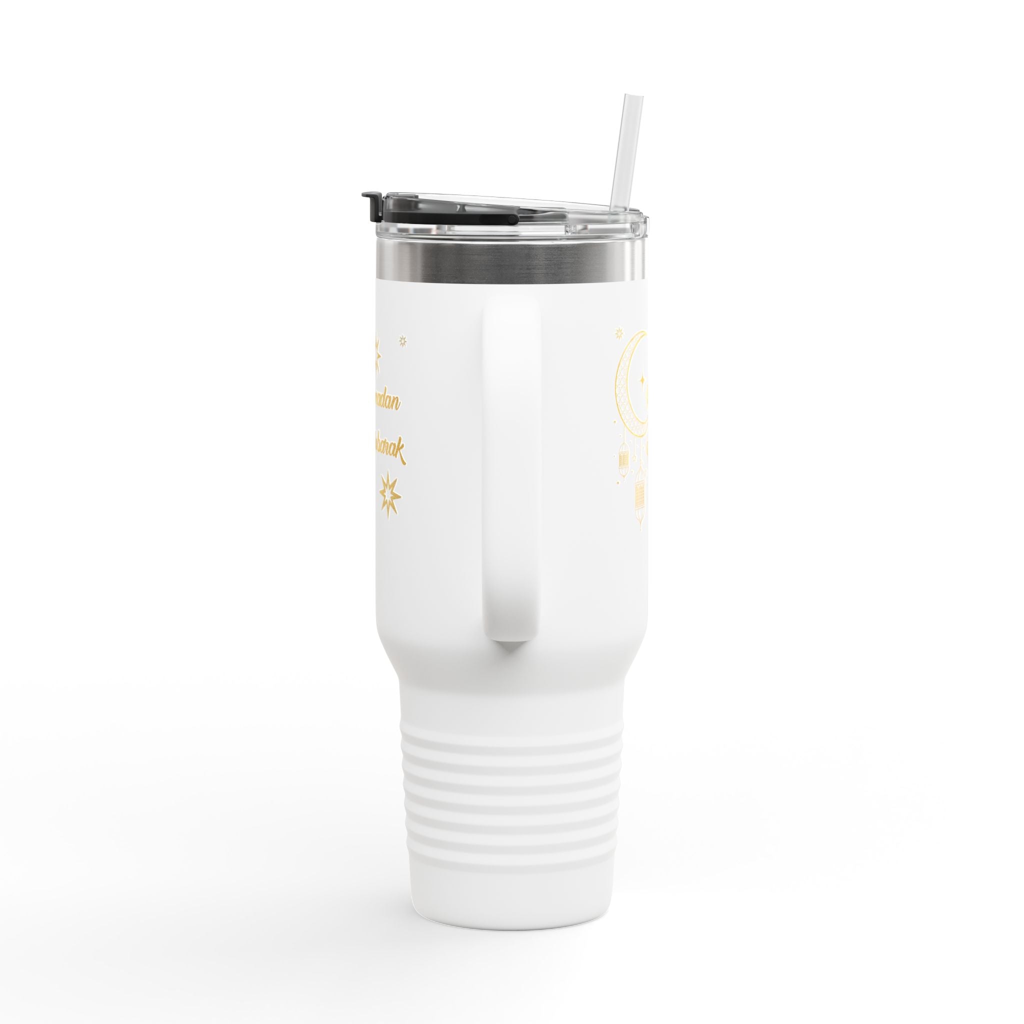 40oz Insulated Travel Mug — Ramadan Mubarak Crescent & Lantern Design