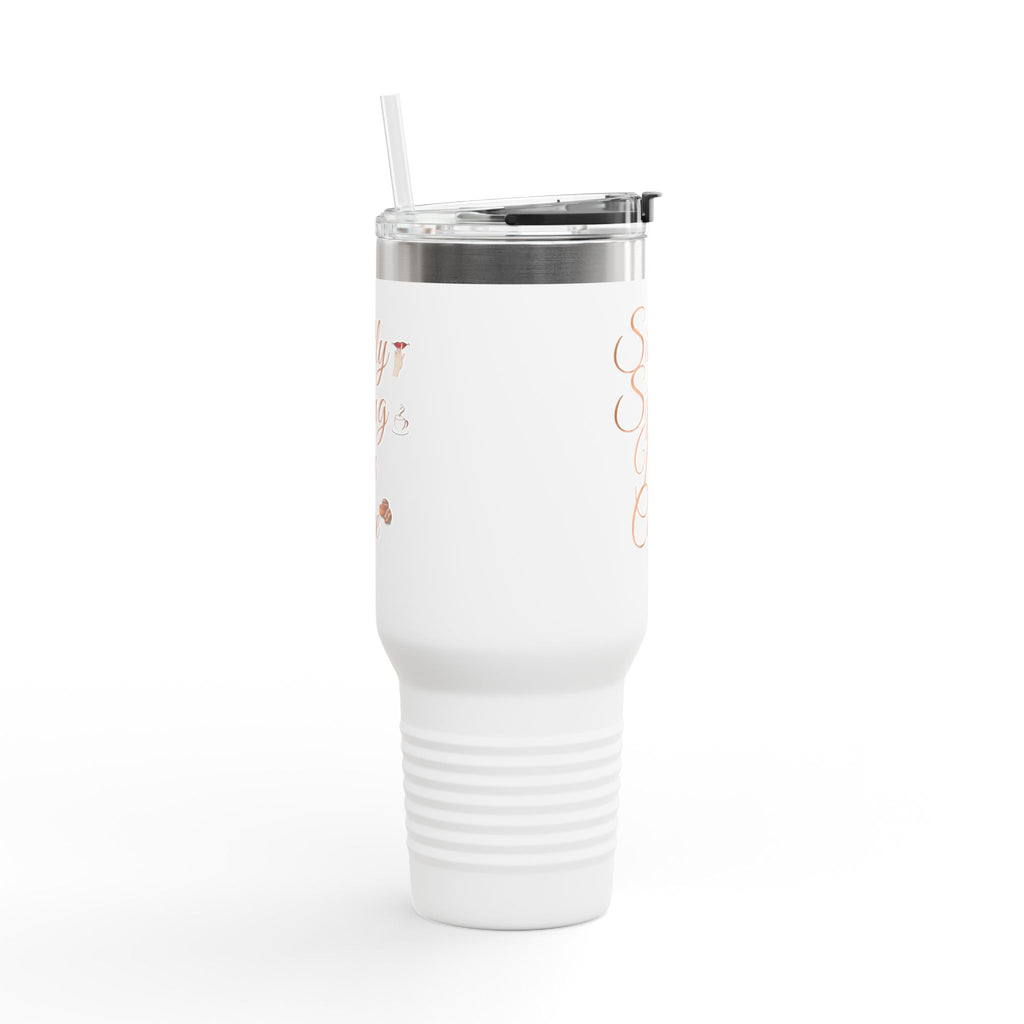 Insulated Travel Mug — “Silently Sipping My Coffee” 40oz Stainless Tumbler