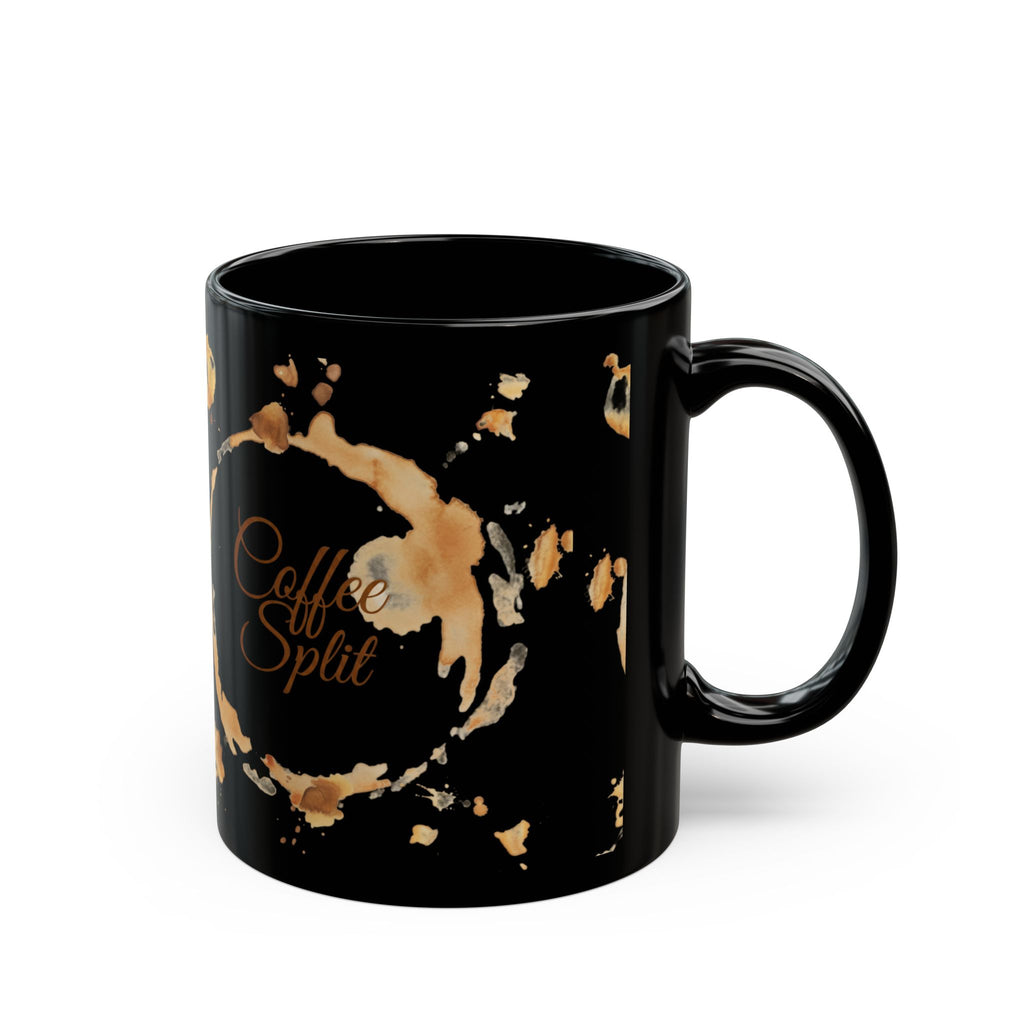 Coffee Spilt Black Mug — 11oz/15oz Coffee Ring Stain Design