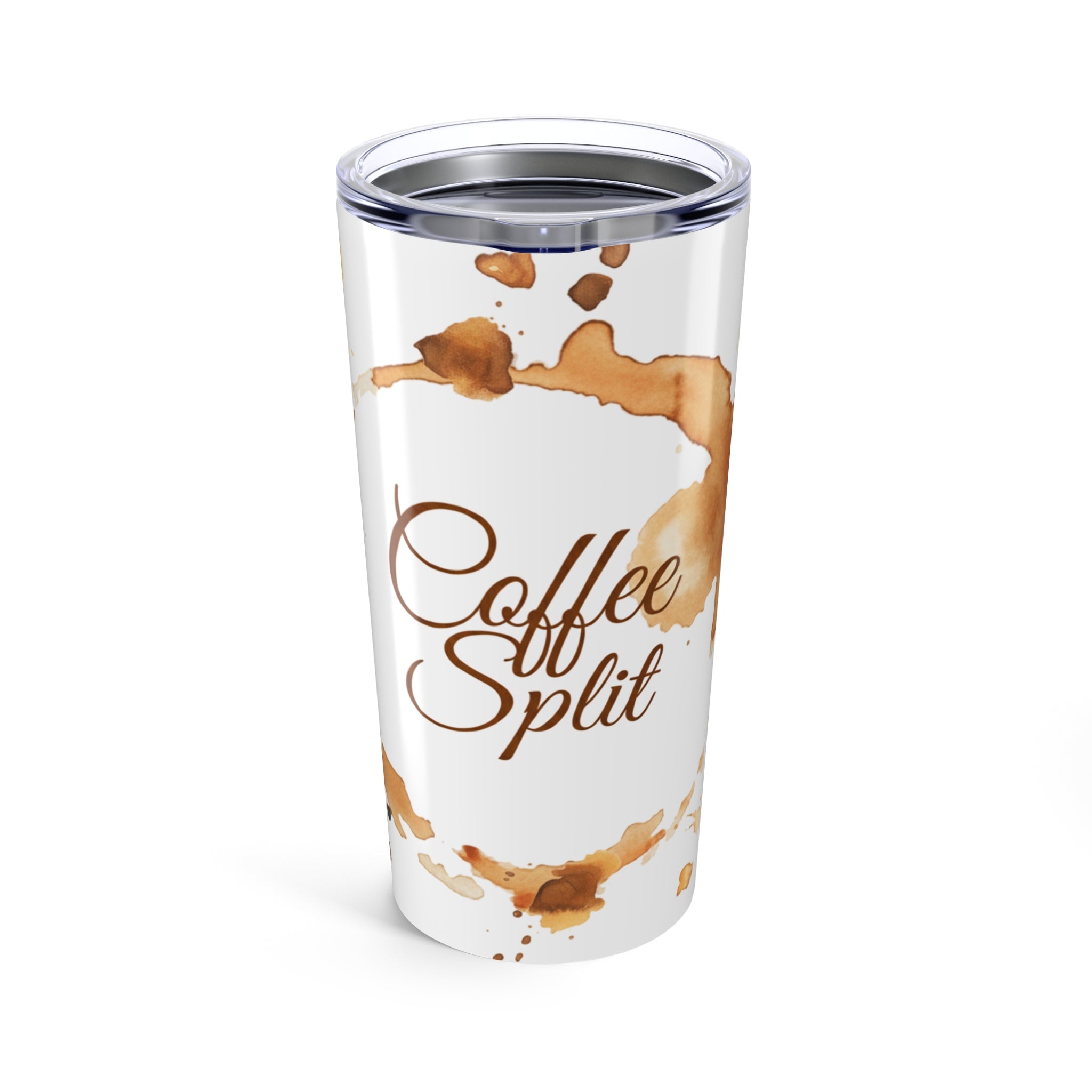 20oz Coffee Split Tumbler — Insulated Travel Cup with Coffee Stain Design