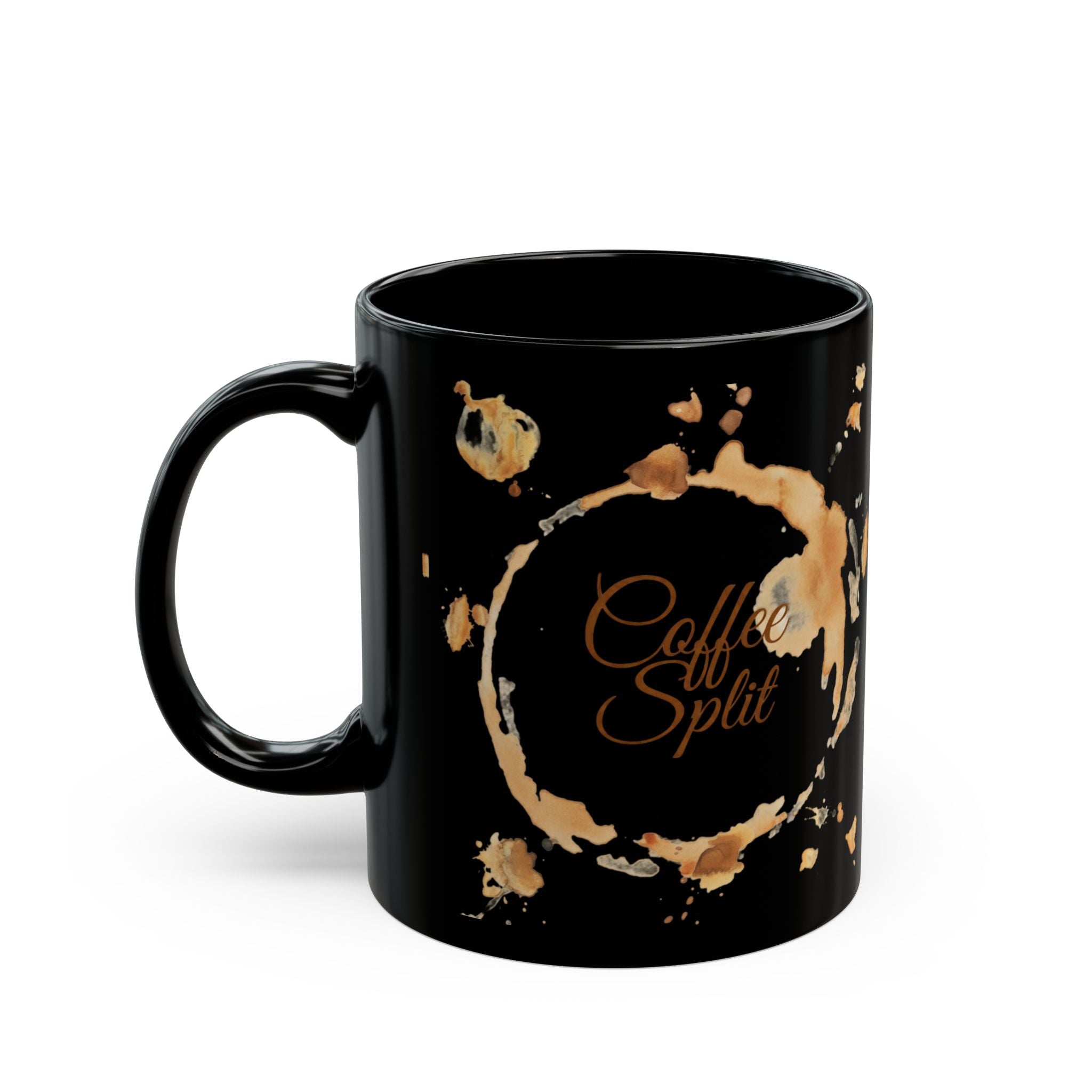 Coffee Spilt Black Mug — 11oz/15oz Coffee Ring Stain Design