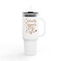 Insulated Travel Mug — “Silently Sipping My Coffee” 40oz Stainless Tumbler