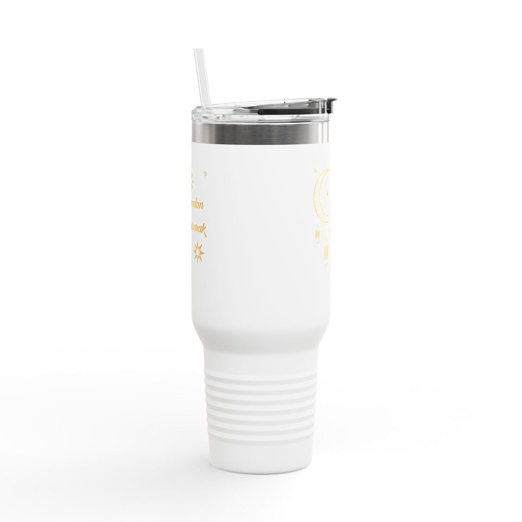 40oz Insulated Travel Mug — Ramadan Mubarak Crescent & Lantern Design