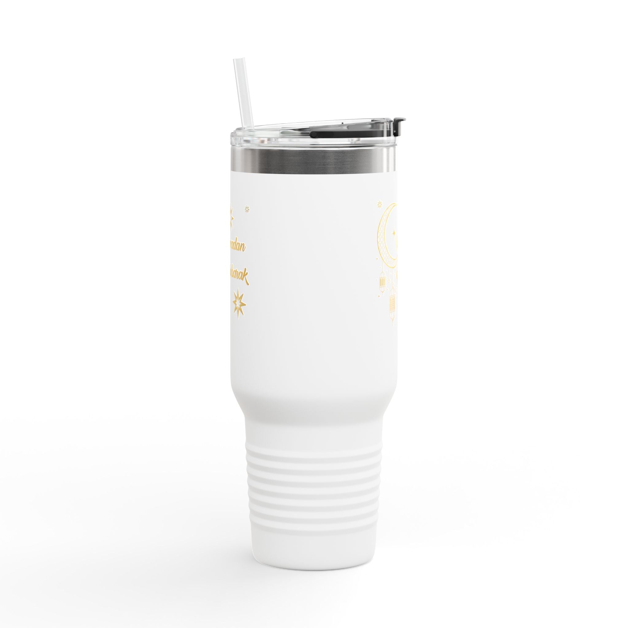 40oz Insulated Travel Mug — Ramadan Mubarak Crescent & Lantern Design