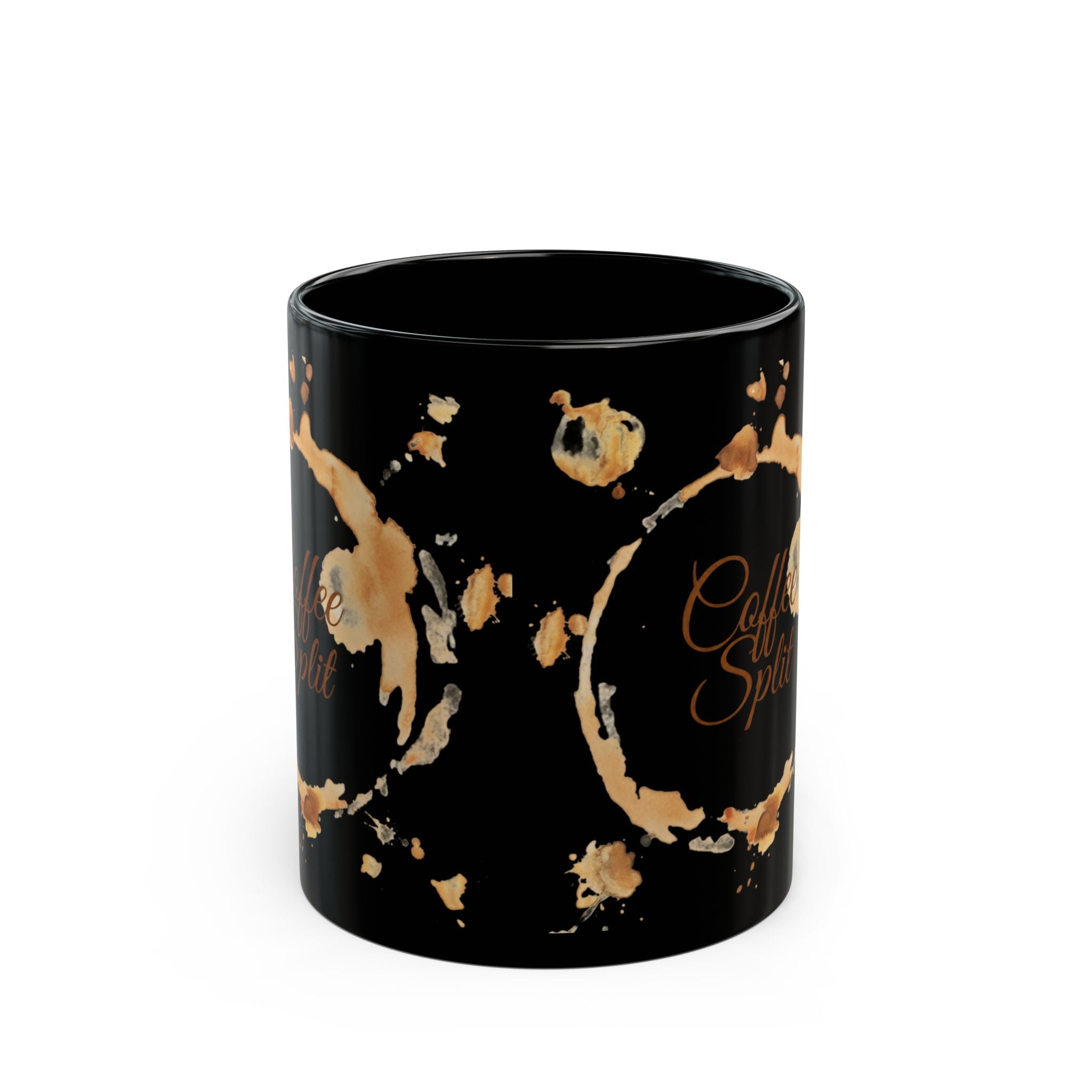 Coffee Spilt Black Mug — 11oz/15oz Coffee Ring Stain Design